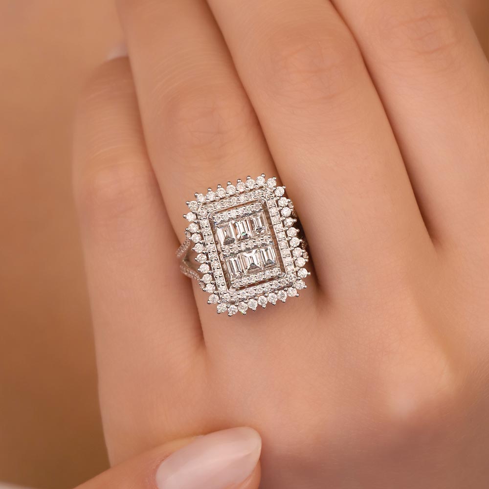 Baget Yüzükler 1,95 Karat Lab Pırlantalı Baget Taşlı Yüzük - FP02838