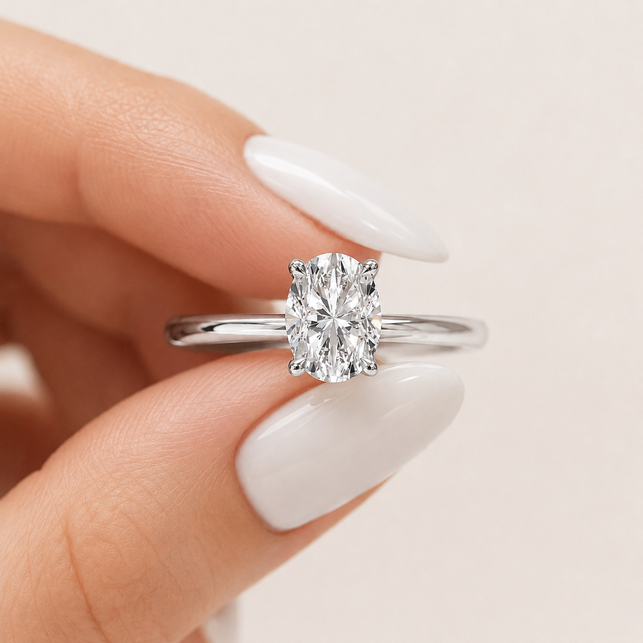 2,00 Karat IGI Sertifikalı Lab Pırlanta Oval Kesim Tektaş Yüzük - FP16364