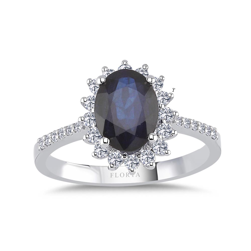 2.07 Karat Lab Pırlanta Oval Royale Safir Yüzük - FP01426