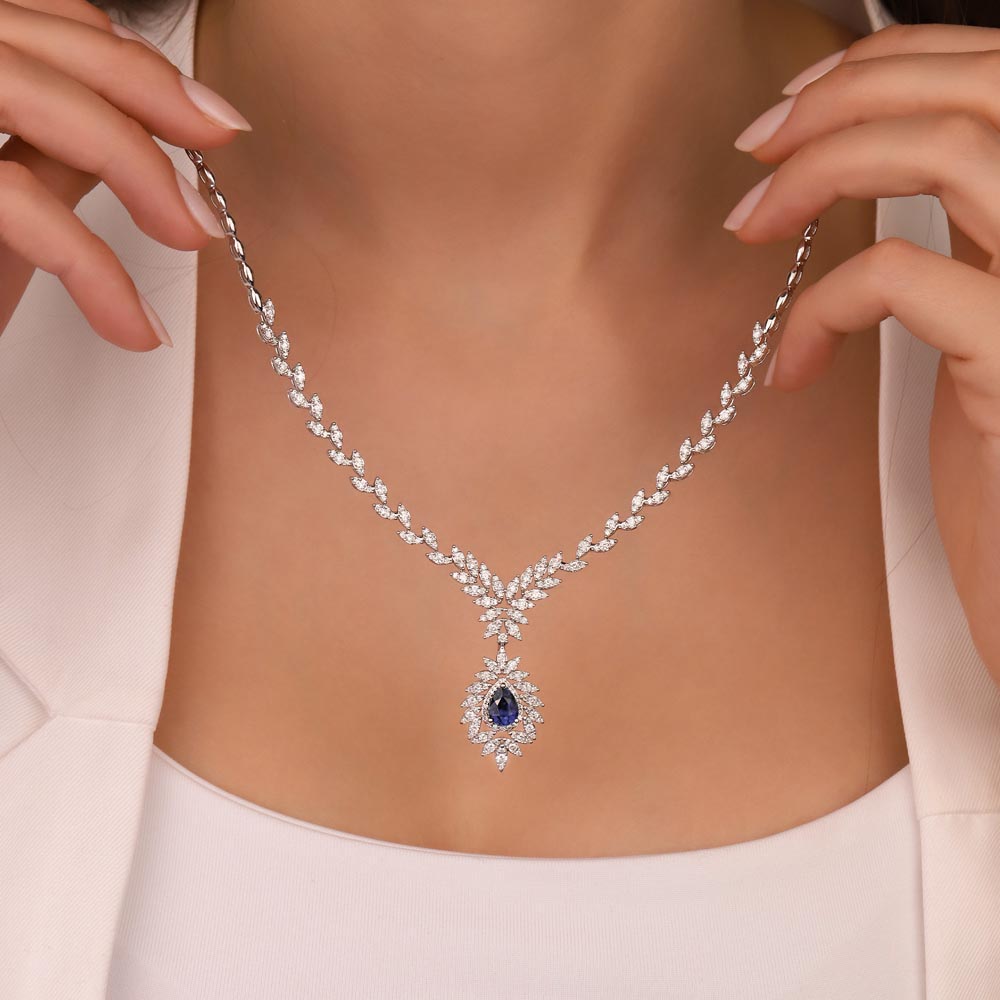 4,25 Karat Laboratuvar Pırlantalı Safir Taşlı Gerdanlık