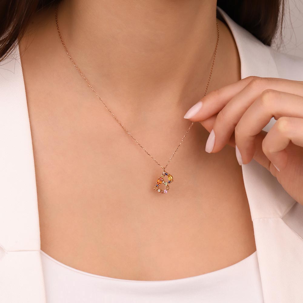1,01 ct. Laboratuvar Pırlanta Safir Harf Kolye