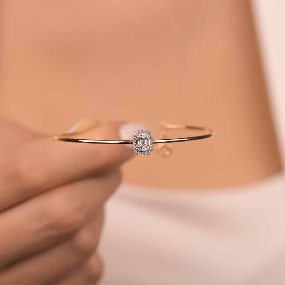 0,19 Karat Laboratuvar Pırlanta Baget Bileklik