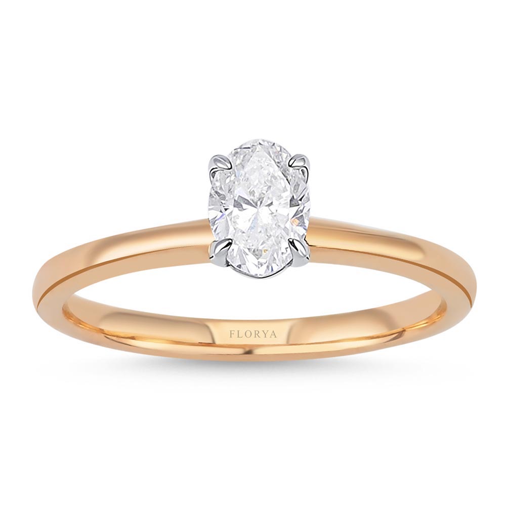 0,50 Karat Laboratuvar Pırlanta Tiffany Oval Tektaş Yüzük