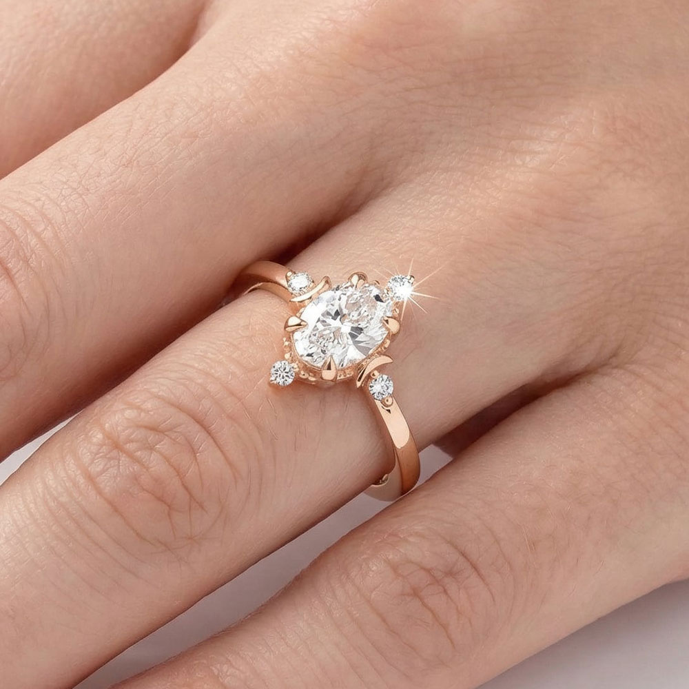0,43 Karat Laboratuvar Pırlanta Oval Vintage Yüzük