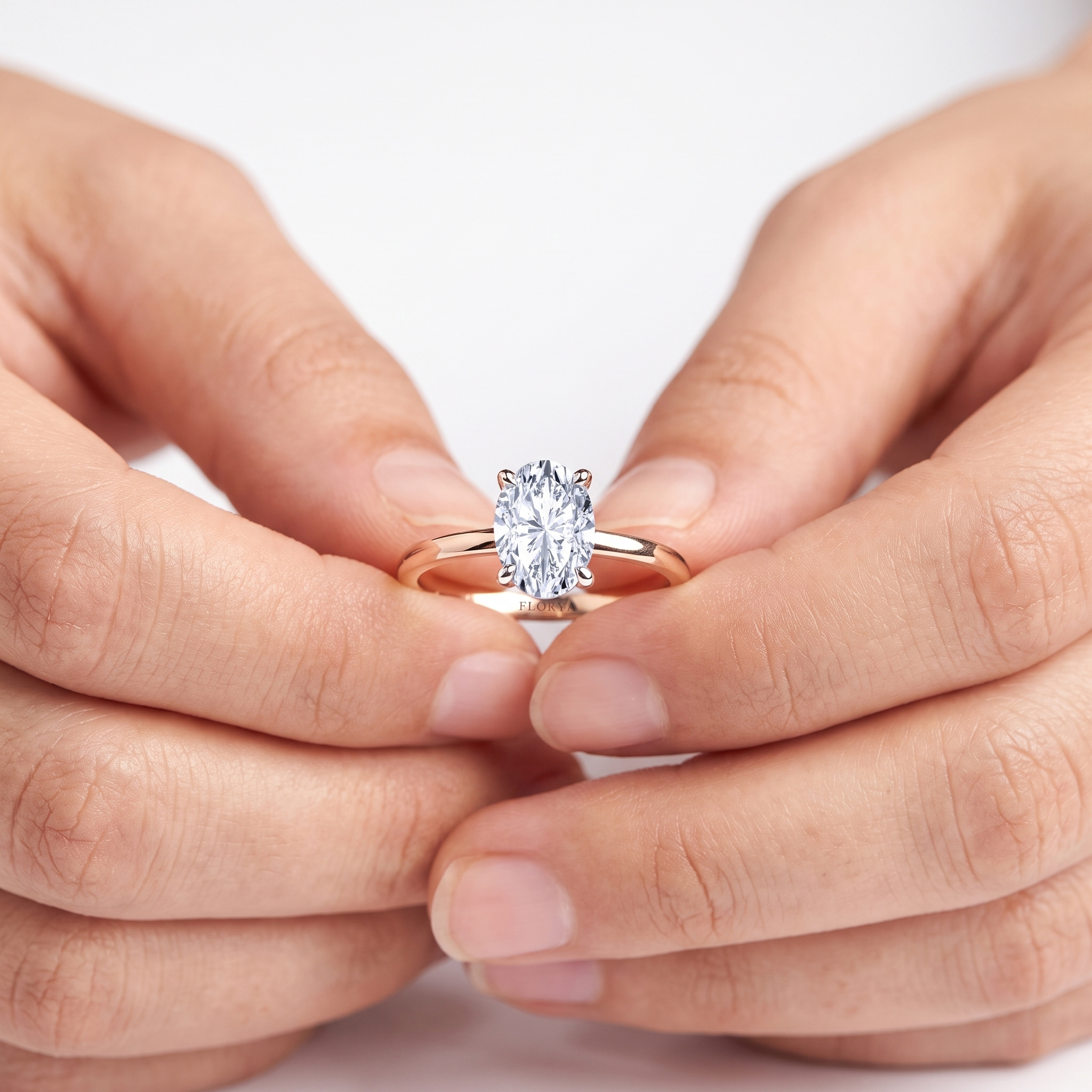 1,00 Karat IGI Sertifikalı Laboratuvar Pırlanta Oval Kesim Rose Gold Tektaş Yüzük