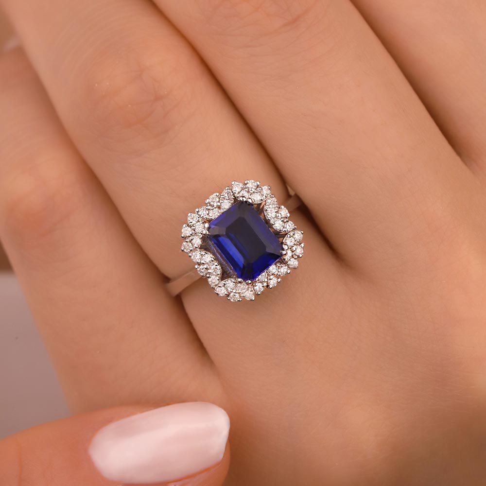 2,25 Karat Laboratuvar Pırlanta Safir Taşlı Yüzük