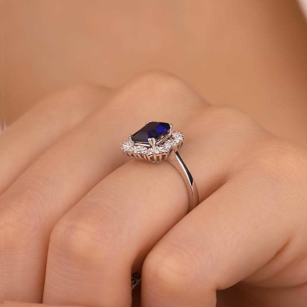 2,25 Karat Laboratuvar Pırlanta Safir Taşlı Yüzük