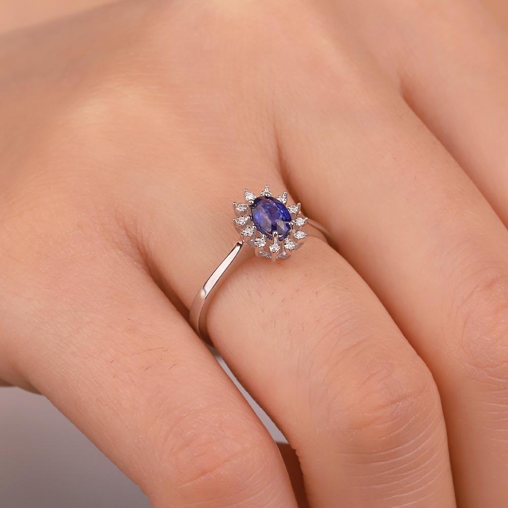 0,50 Karat Laboratuvar Pırlanta Oval Royale Safir Yüzük