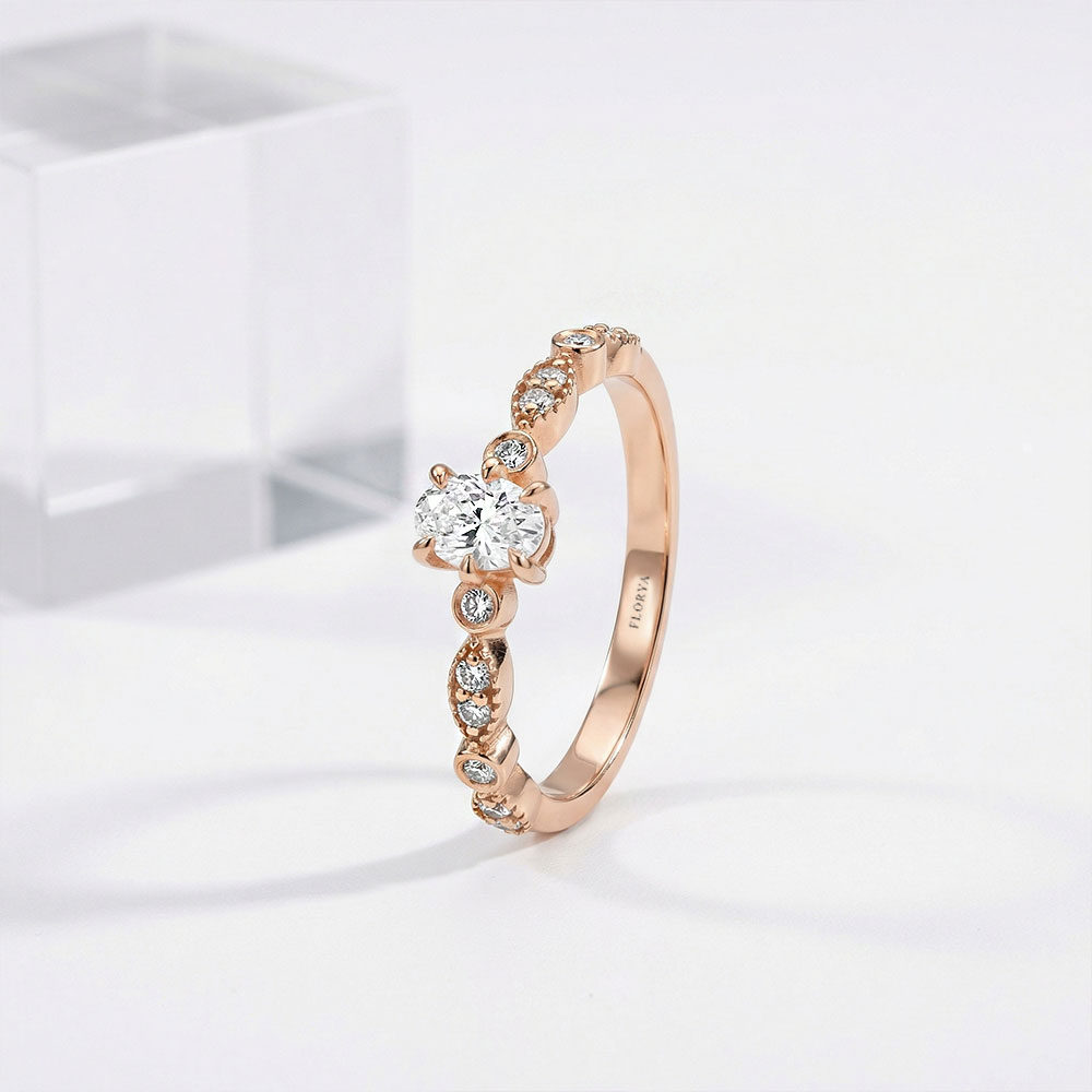 0,40 Karat Laboratuvar Pırlanta Oval Vintage Yüzük