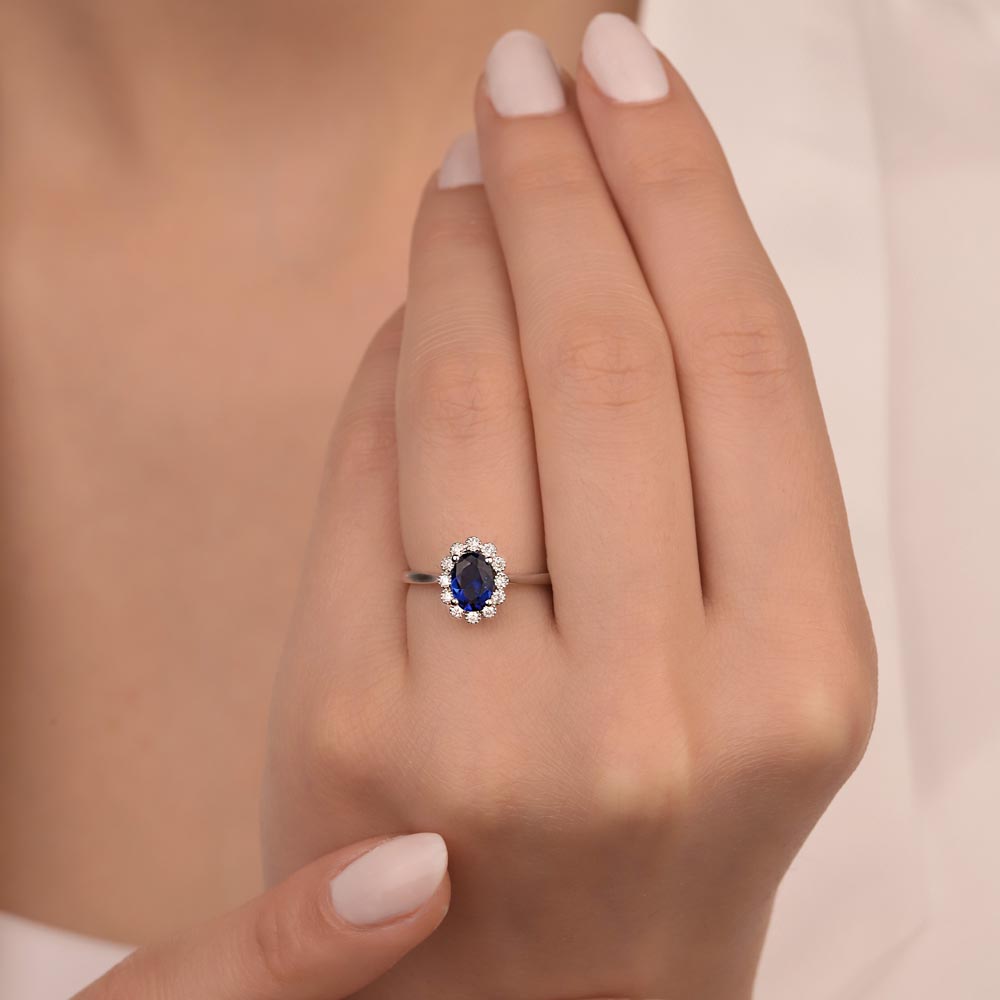 1.17 Karat Laboratuvar Pırlanta Oval Royale Safir Yüzük
