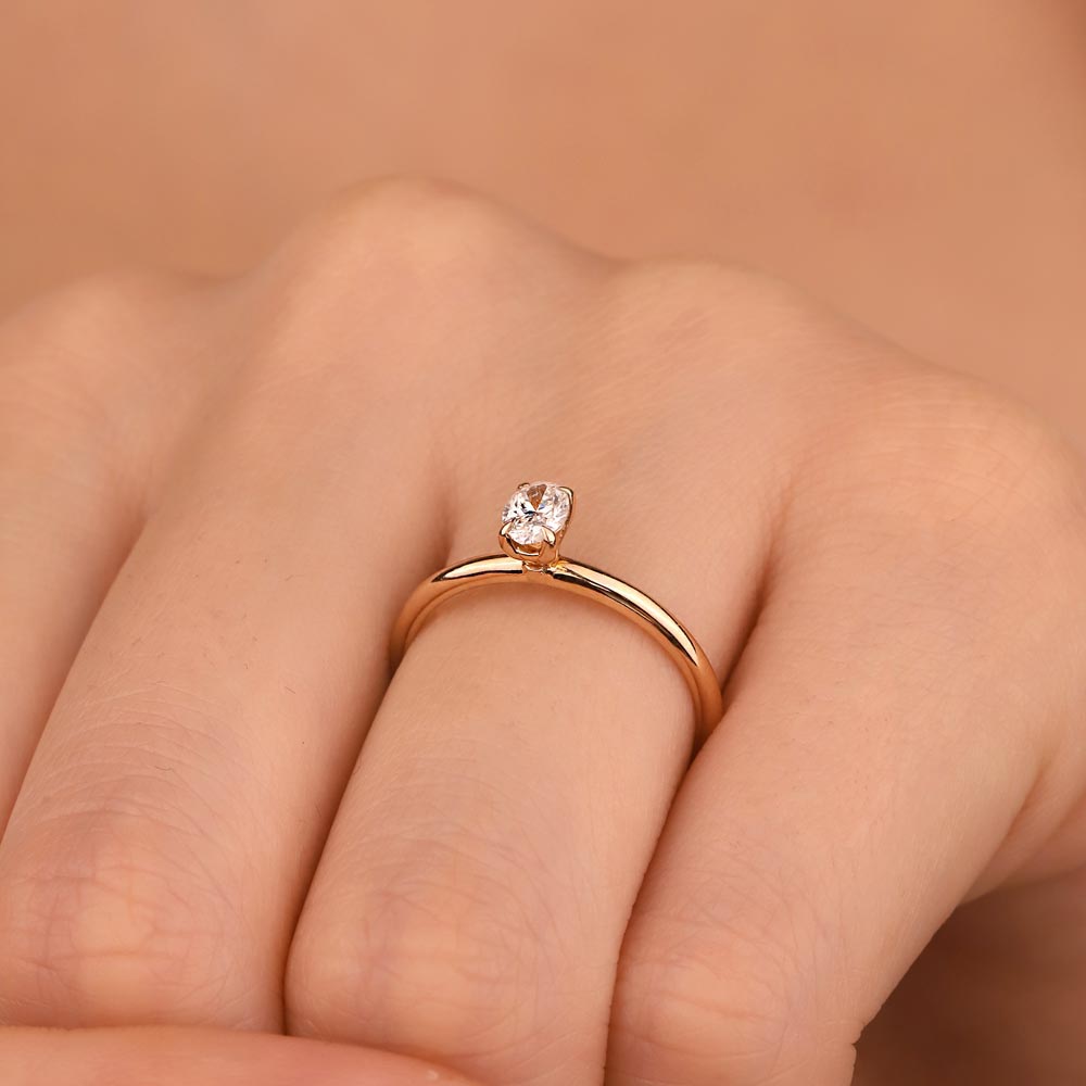 0,80 Karat Oval Kesim Tiffany Forever Rose Gold Tektaş Laboratuvar Pırlanta Yüzük