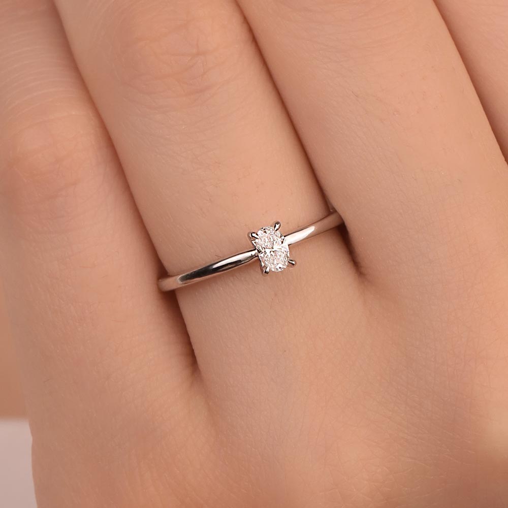 0,30 Karat Oval Kesim Laboratuvar Pırlanta Tiffany Forever Tektaş Yüzük