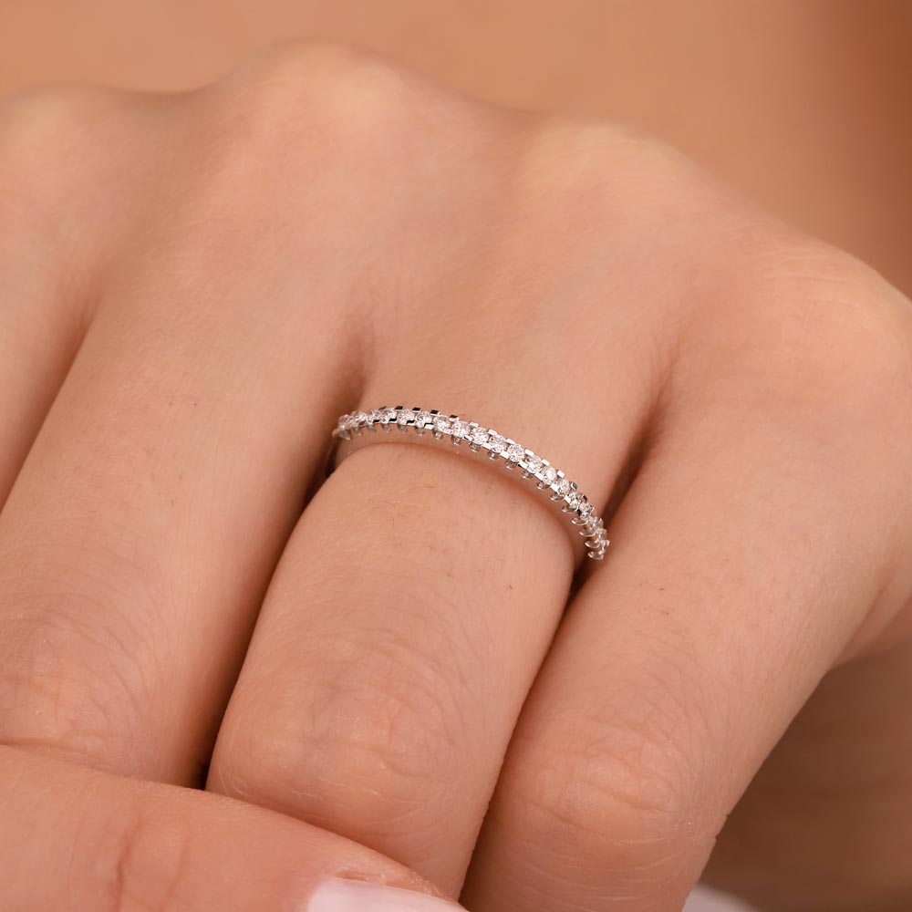 0,20 ct Laboratuvar Pırlanta Taşlı Yarımtur Yüzük