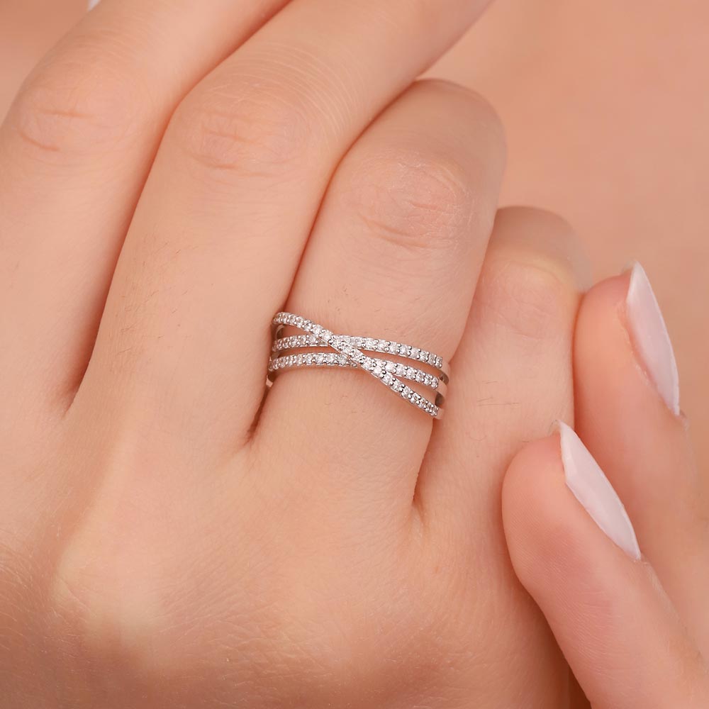 0.42 Karat Laboratuvar Pırlanta Özel Tasarım Yarımtur Yüzük