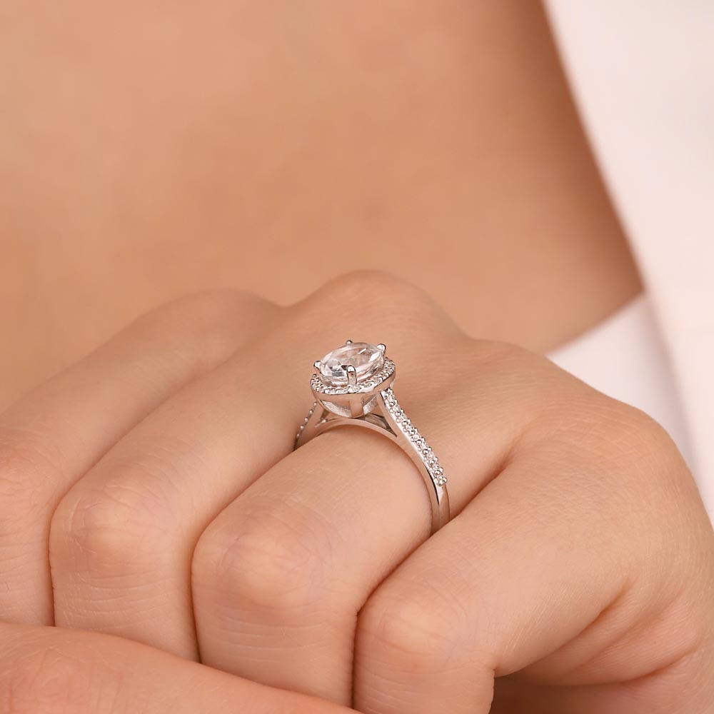 1.30 Karat Laboratuvar Pırlanta Beyaz Topaz Tektaş Yüzük
