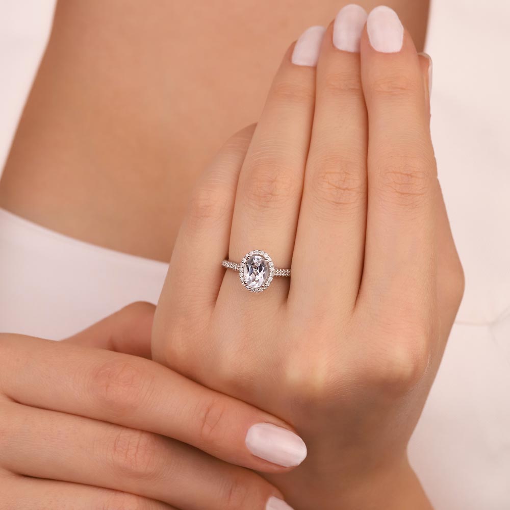 1.30 Karat Laboratuvar Pırlanta Beyaz Topaz Tektaş Yüzük