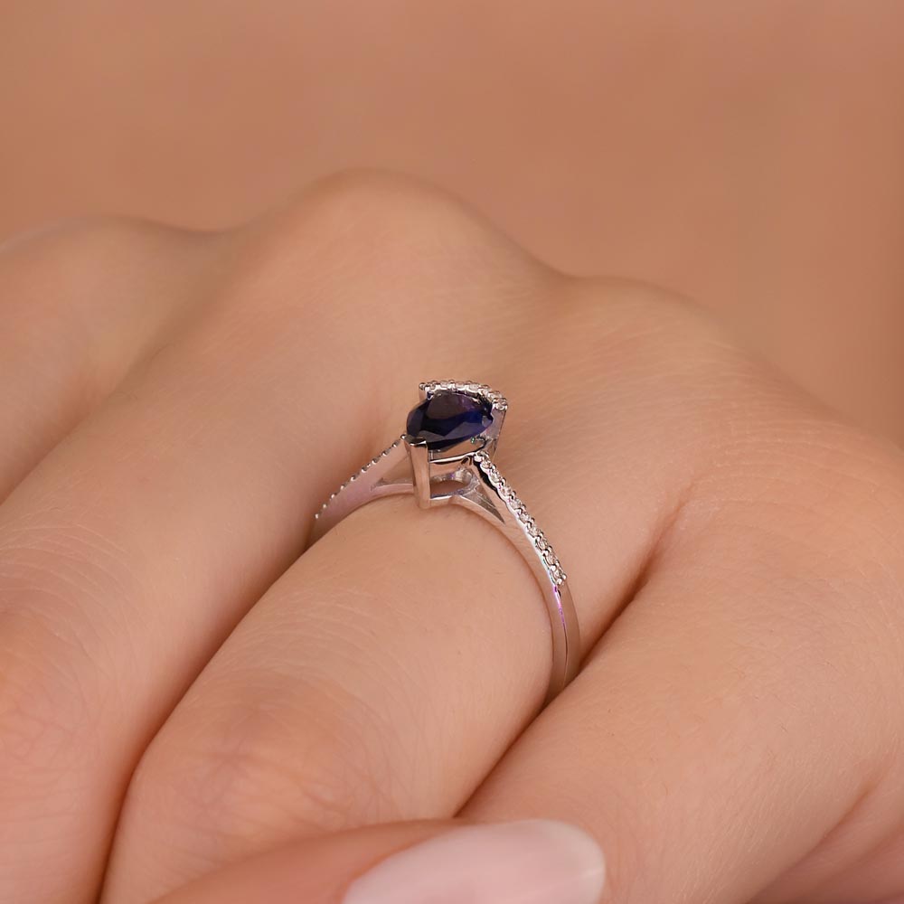1,09 Karat Laboratuvar Pırlanta Royale Safir Yüzük