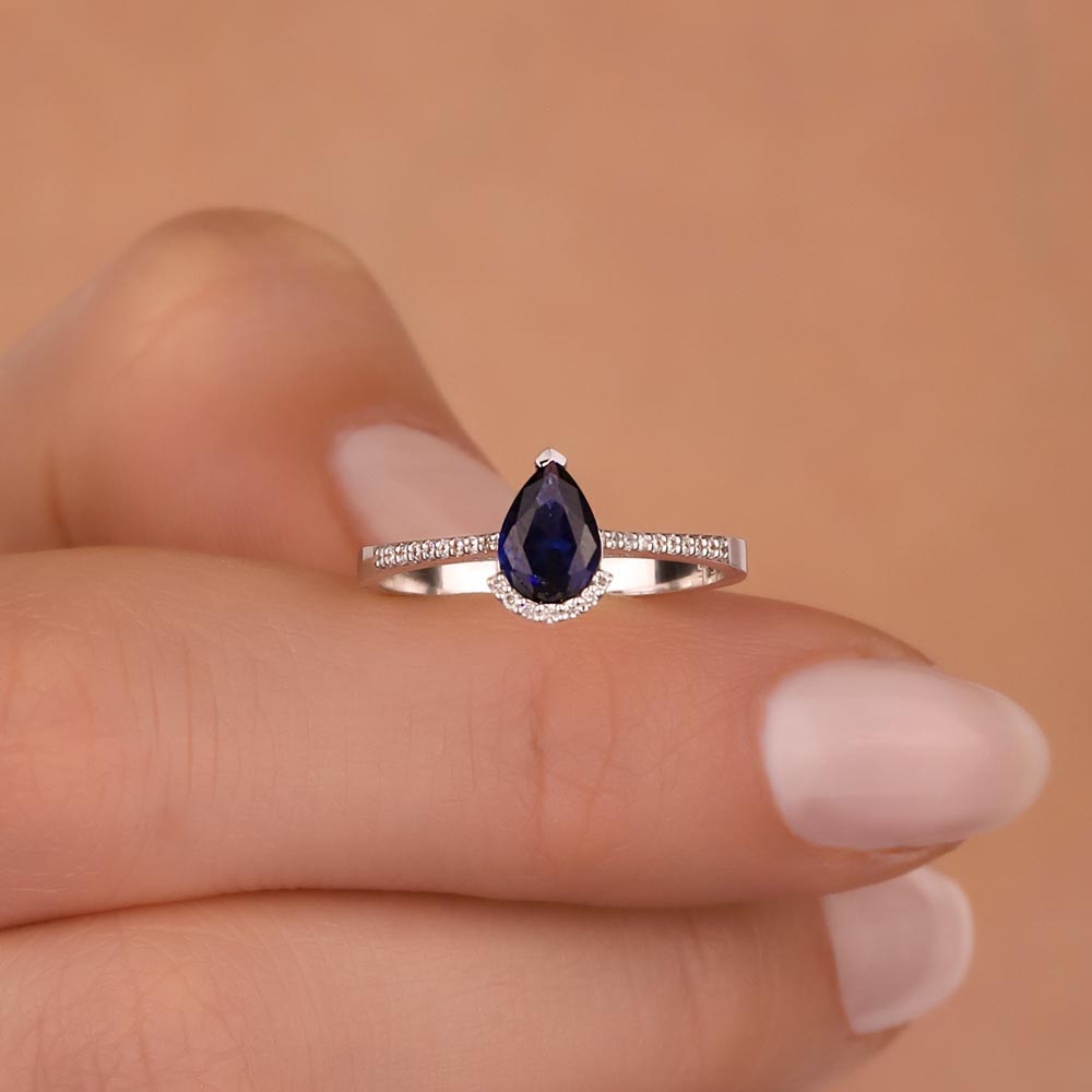 1,09 Karat Laboratuvar Pırlanta Royale Safir Yüzük