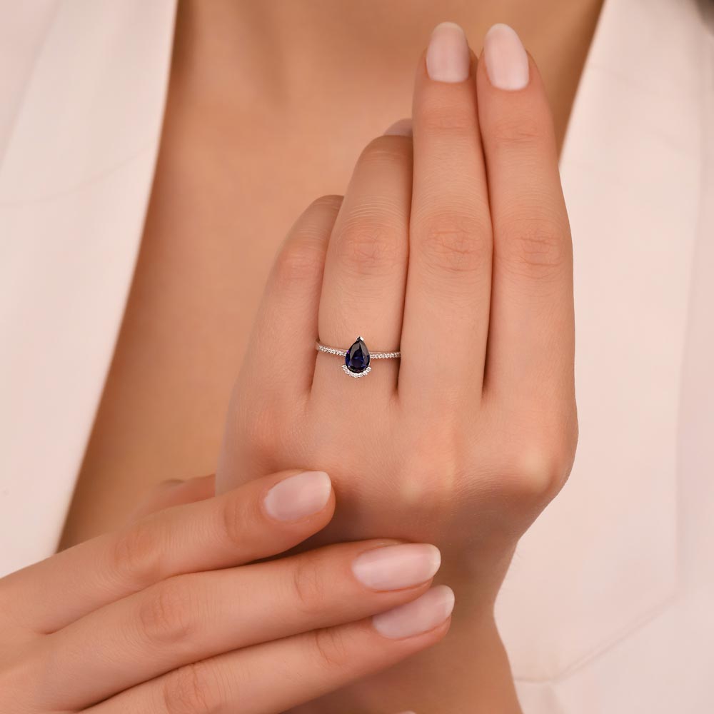 1,09 Karat Laboratuvar Pırlanta Royale Safir Yüzük