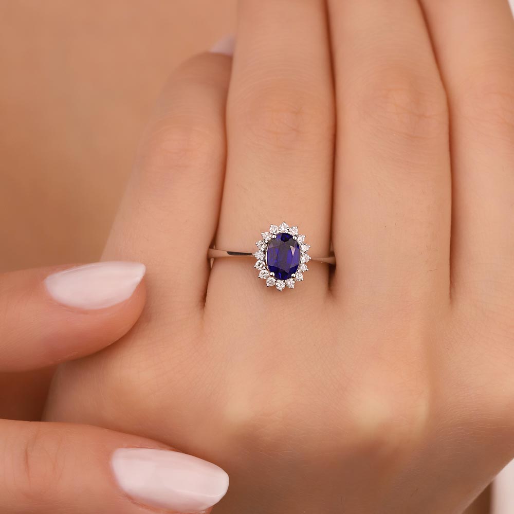 1,30 Karat Laboratuvar Pırlanta Oval Royale Safir Yüzük