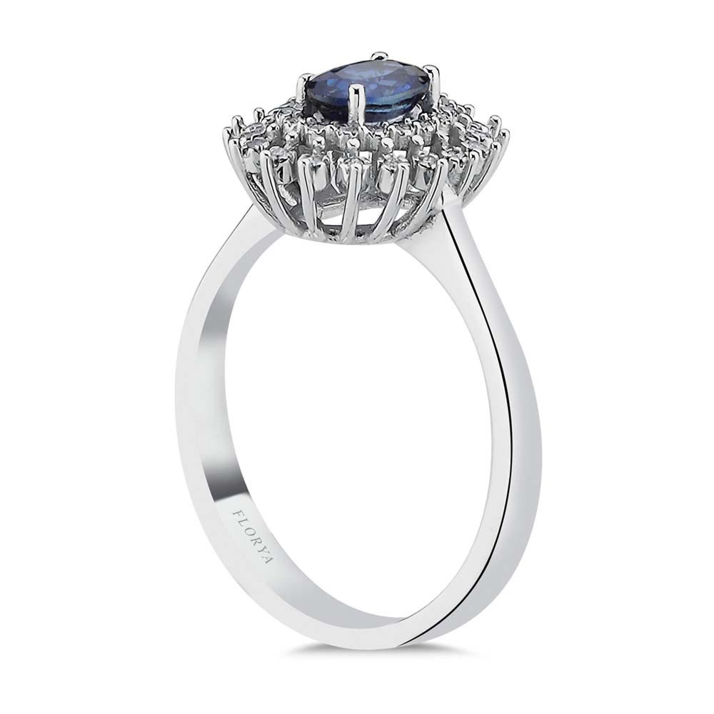 1,07 Karat Laboratuvar Pırlanta Oval Royale Safir Yüzük