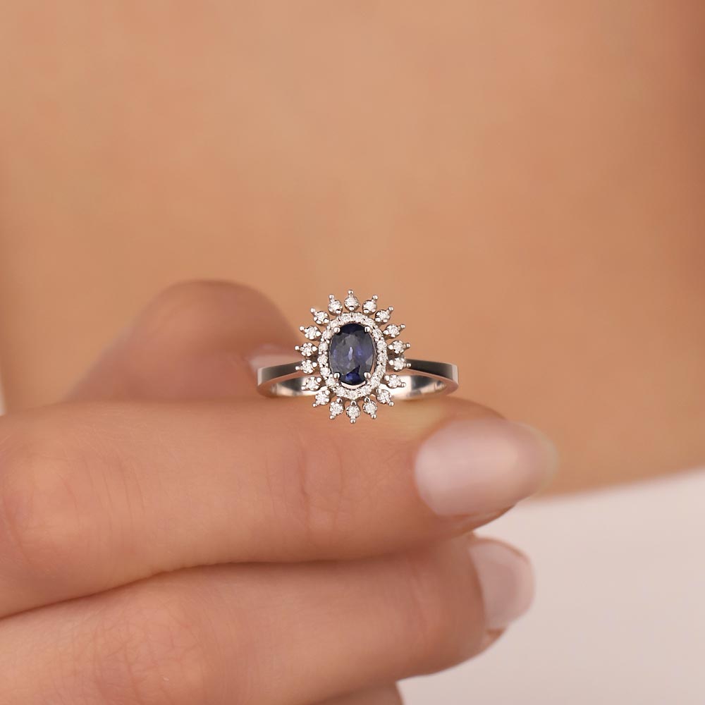 1,07 Karat Laboratuvar Pırlanta Oval Royale Safir Yüzük