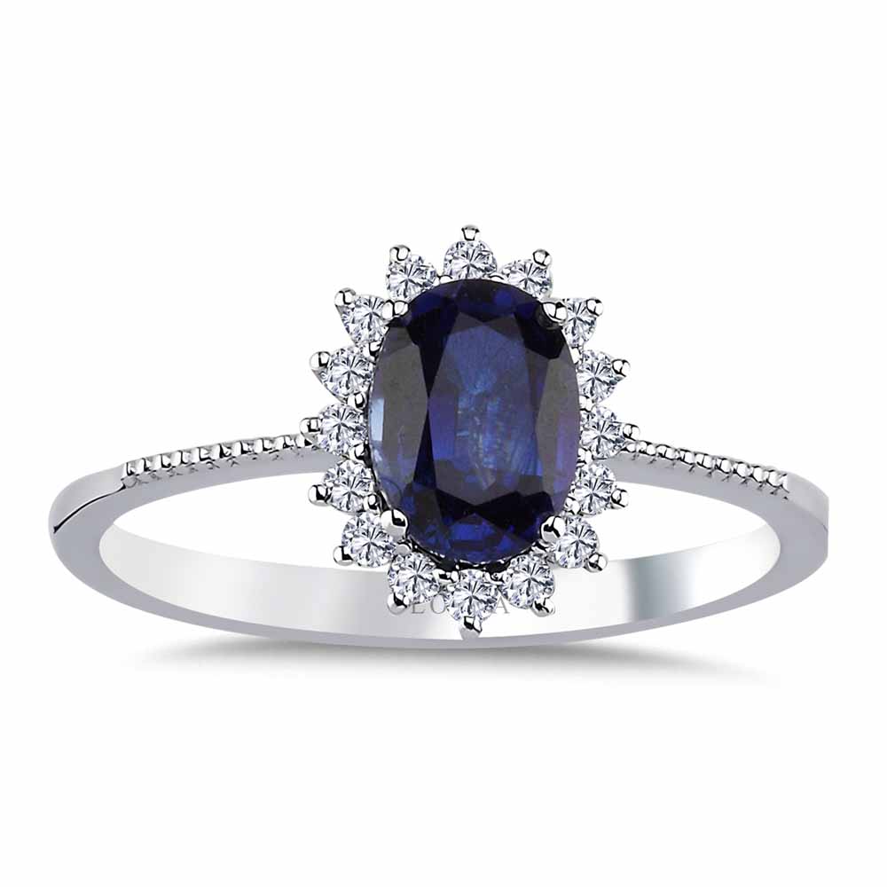 0,92 Karat Laboratuvar Pırlanta Oval Royale Safir Yüzük