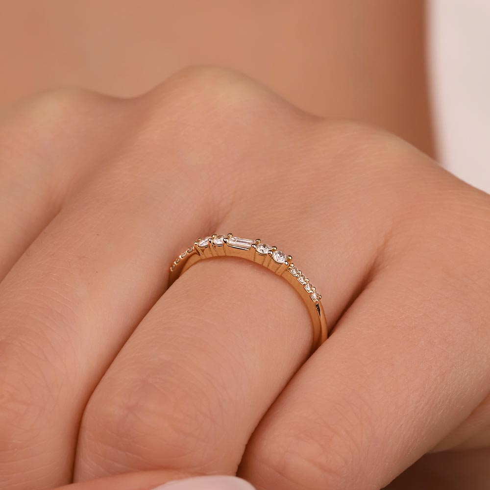 0,17 Karat Laboratuvar Pırlanta Özel Tasarım Yarımtur Yüzük